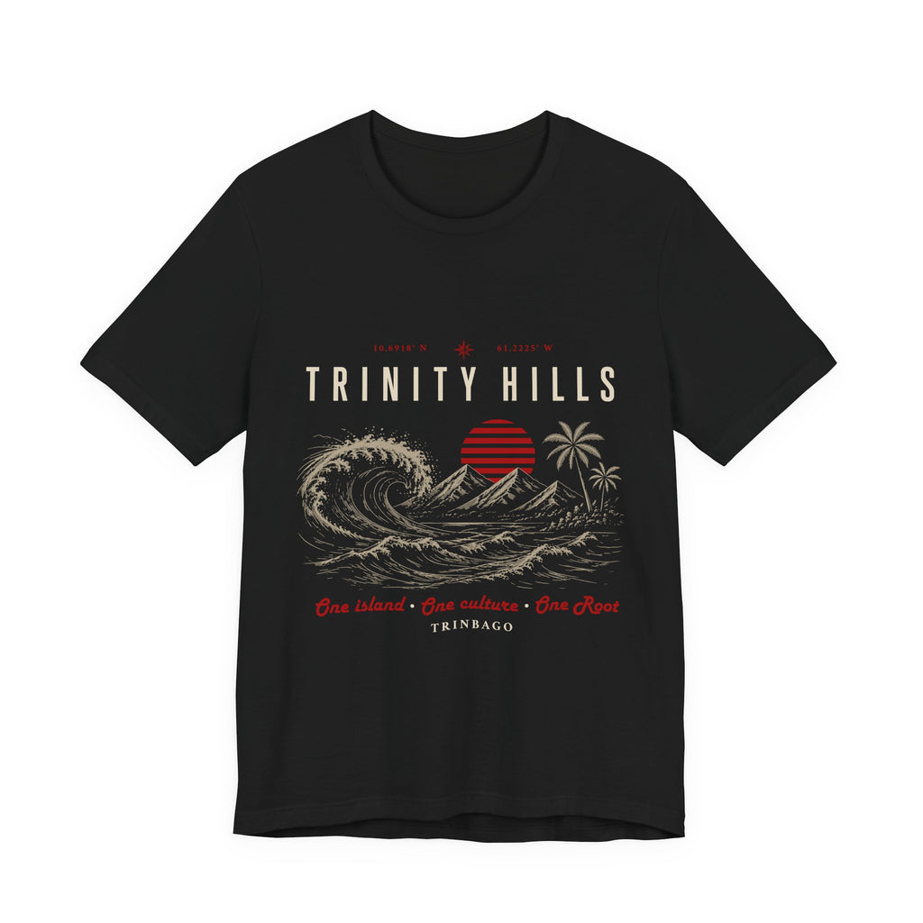 Trinity Hills Beach Tee — Retro Tropical Surf Graphic T-Shirt
