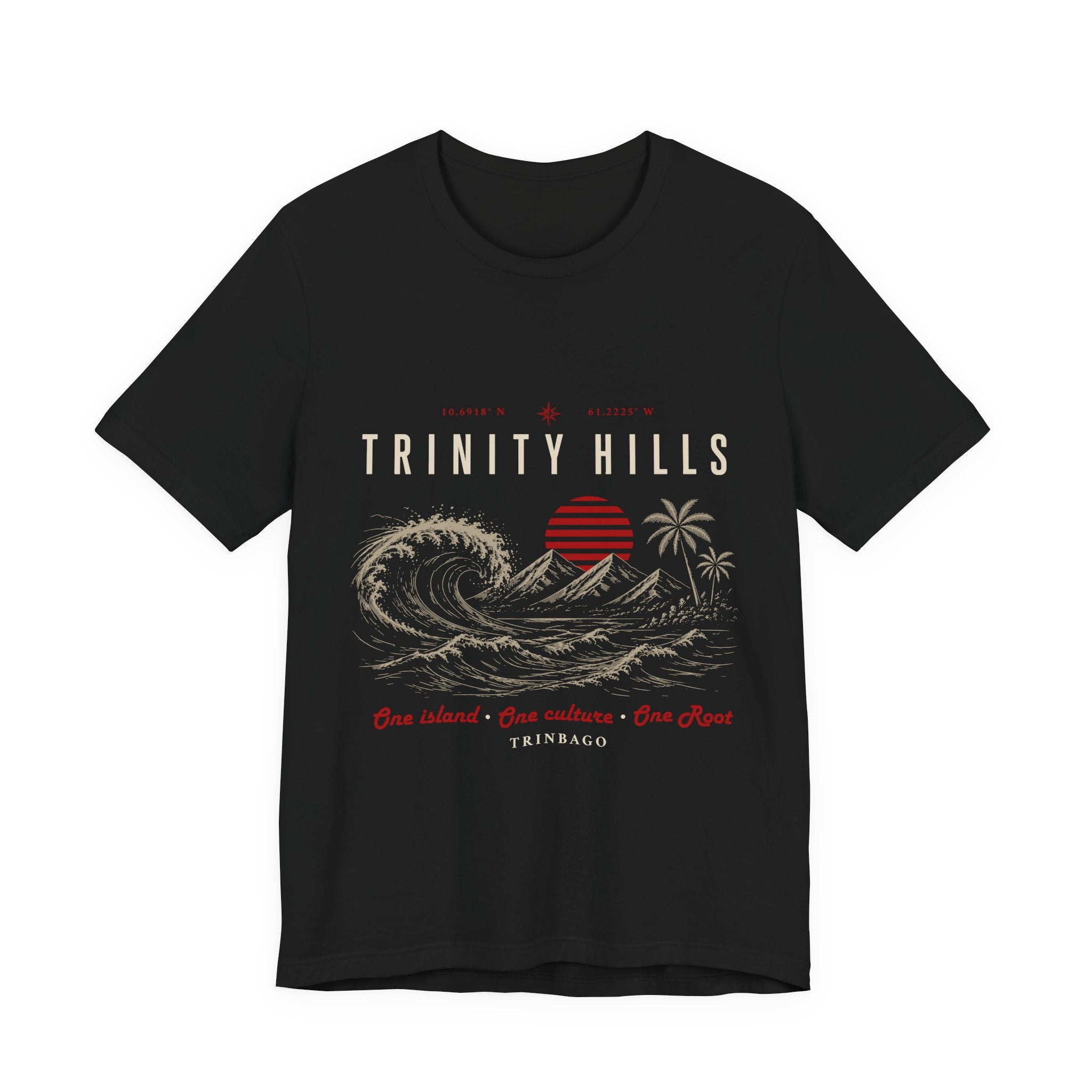 Trinity Hills Beach Tee — Retro Tropical Surf Graphic T-Shirt