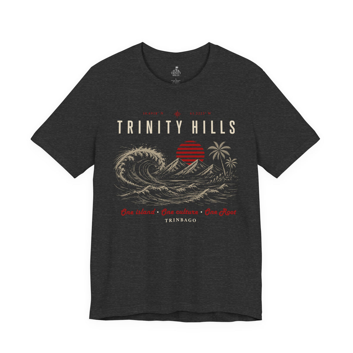 Trinity Hills Beach Tee — Retro Tropical Surf Graphic T-Shirt