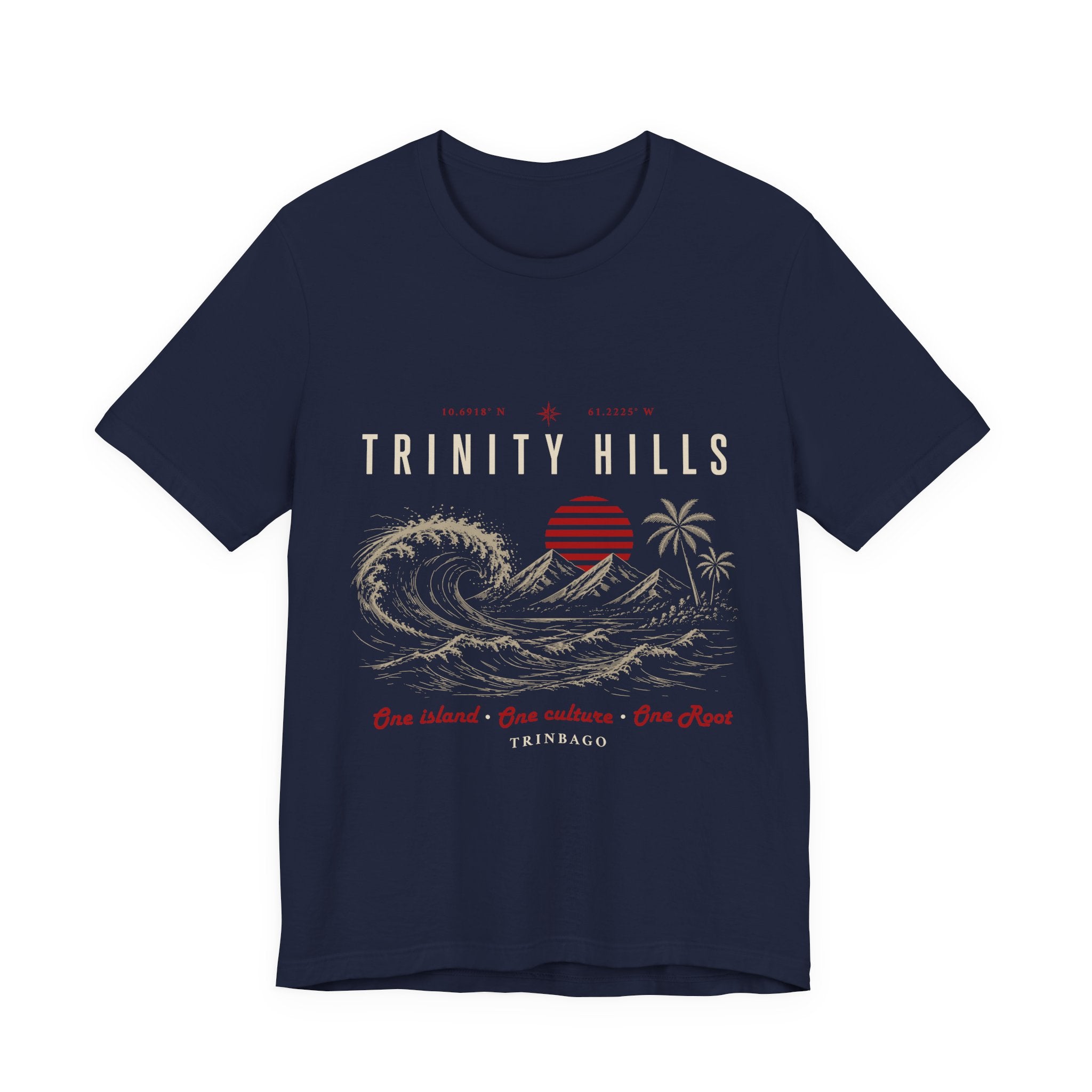 Trinity Hills Beach Tee — Retro Tropical Surf Graphic T-Shirt