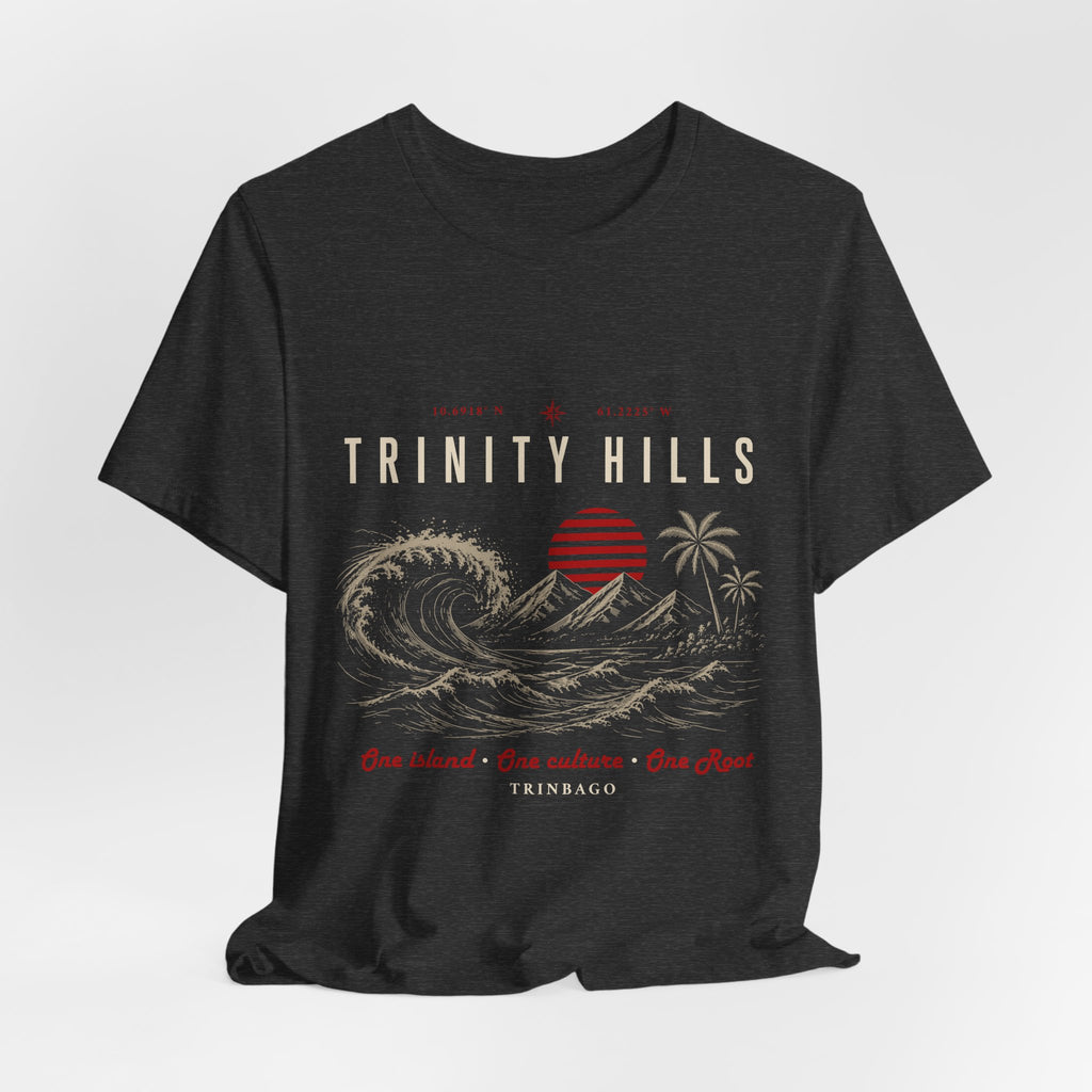 Trinity Hills Beach Tee — Retro Tropical Surf Graphic T-Shirt