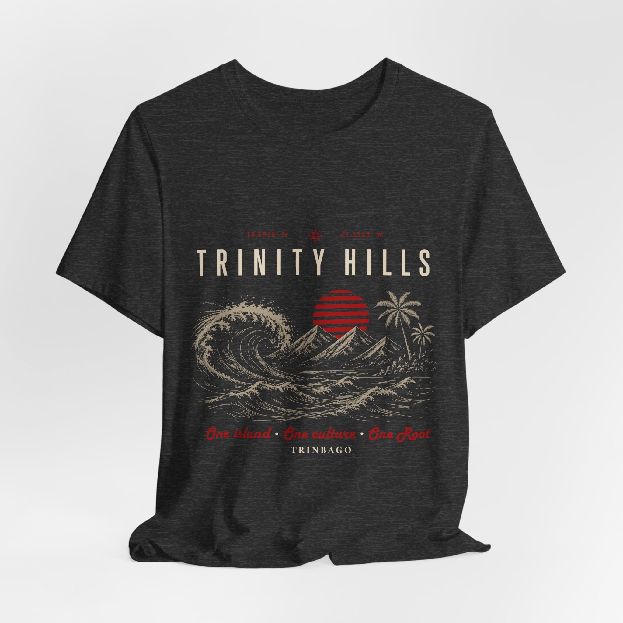 Trinity Hills Beach Tee — Retro Tropical Surf Graphic T-Shirt