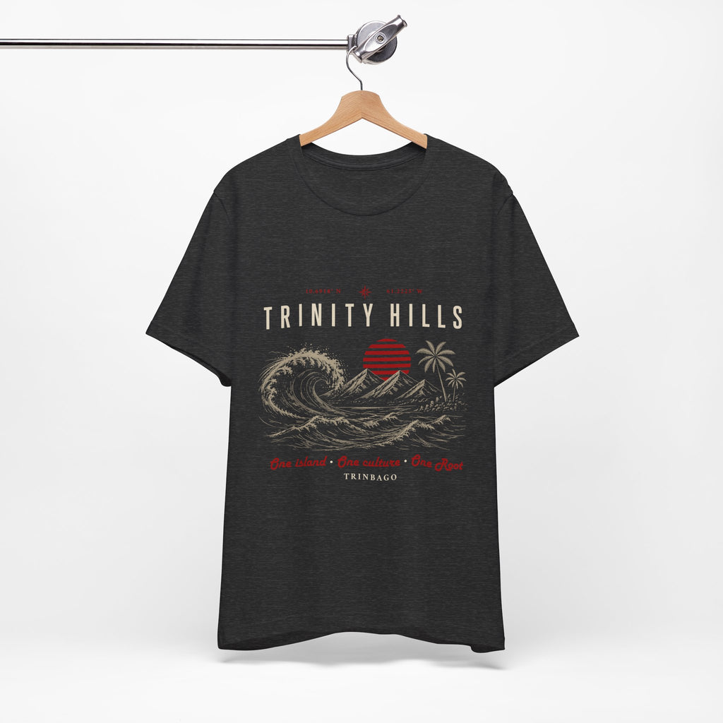 Trinity Hills Beach Tee — Retro Tropical Surf Graphic T-Shirt