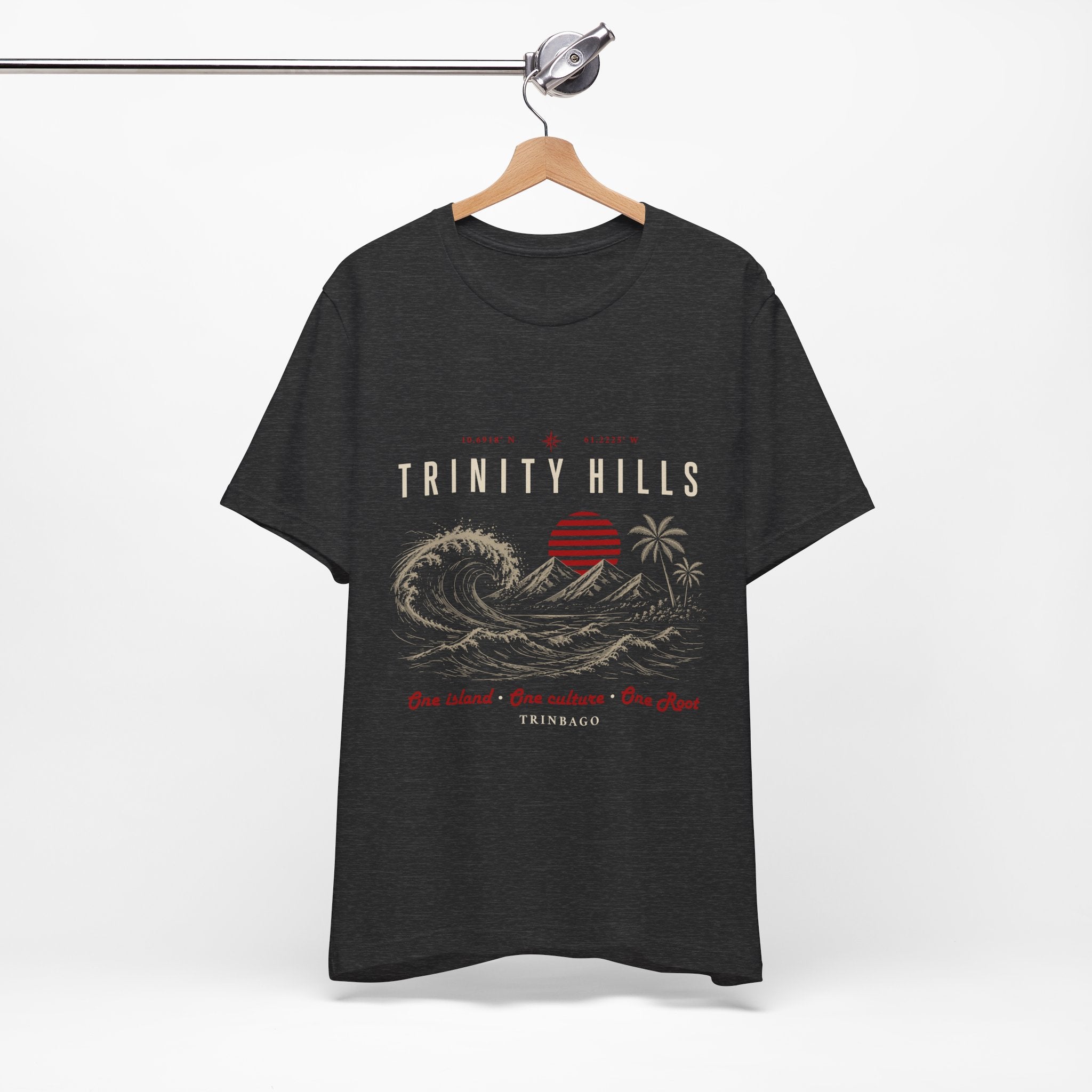 Trinity Hills Beach Tee — Retro Tropical Surf Graphic T-Shirt