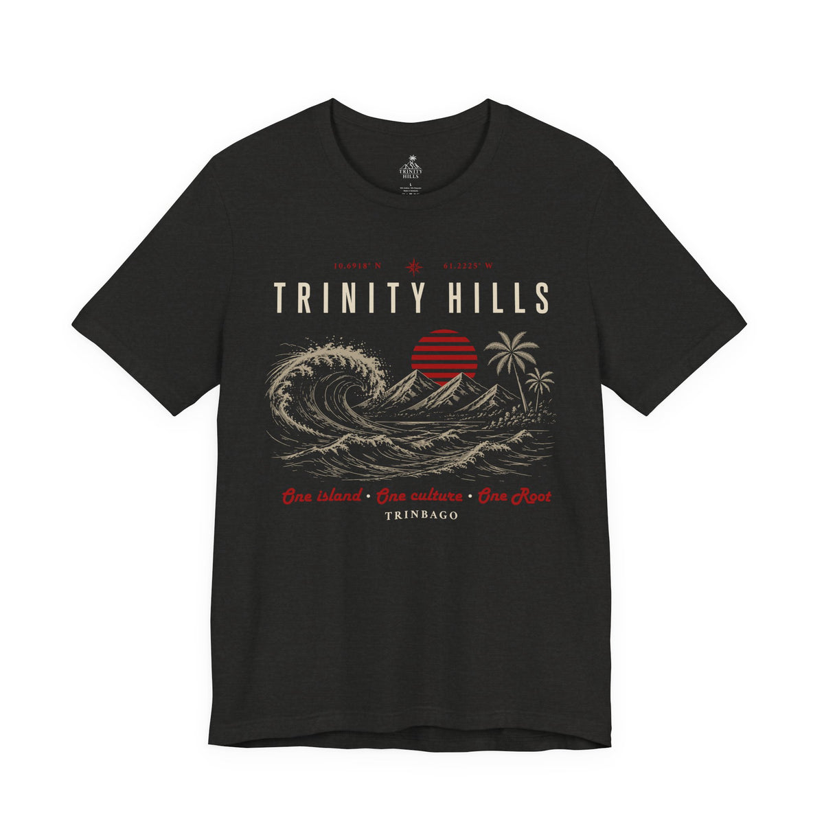 Trinity Hills Beach Tee — Retro Tropical Surf Graphic T-Shirt