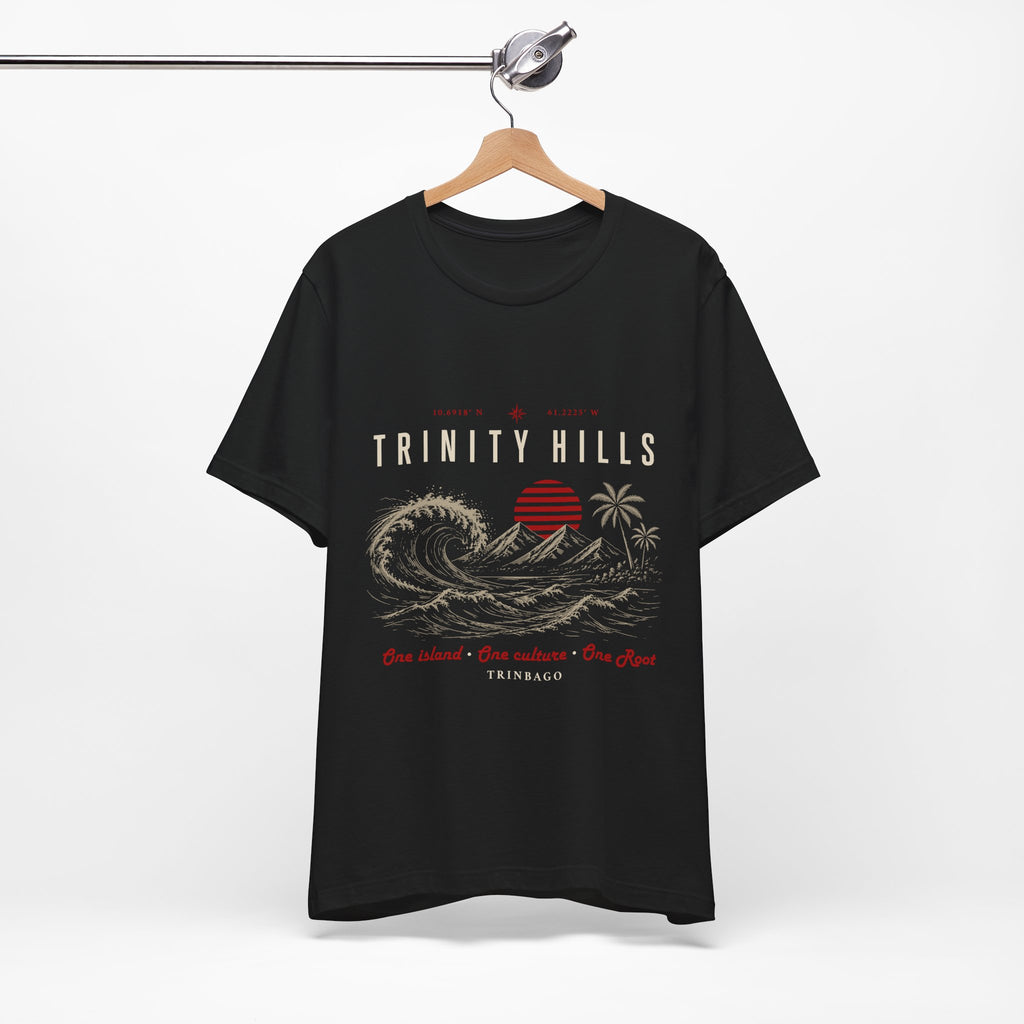 Trinity Hills Beach Tee — Retro Tropical Surf Graphic T-Shirt