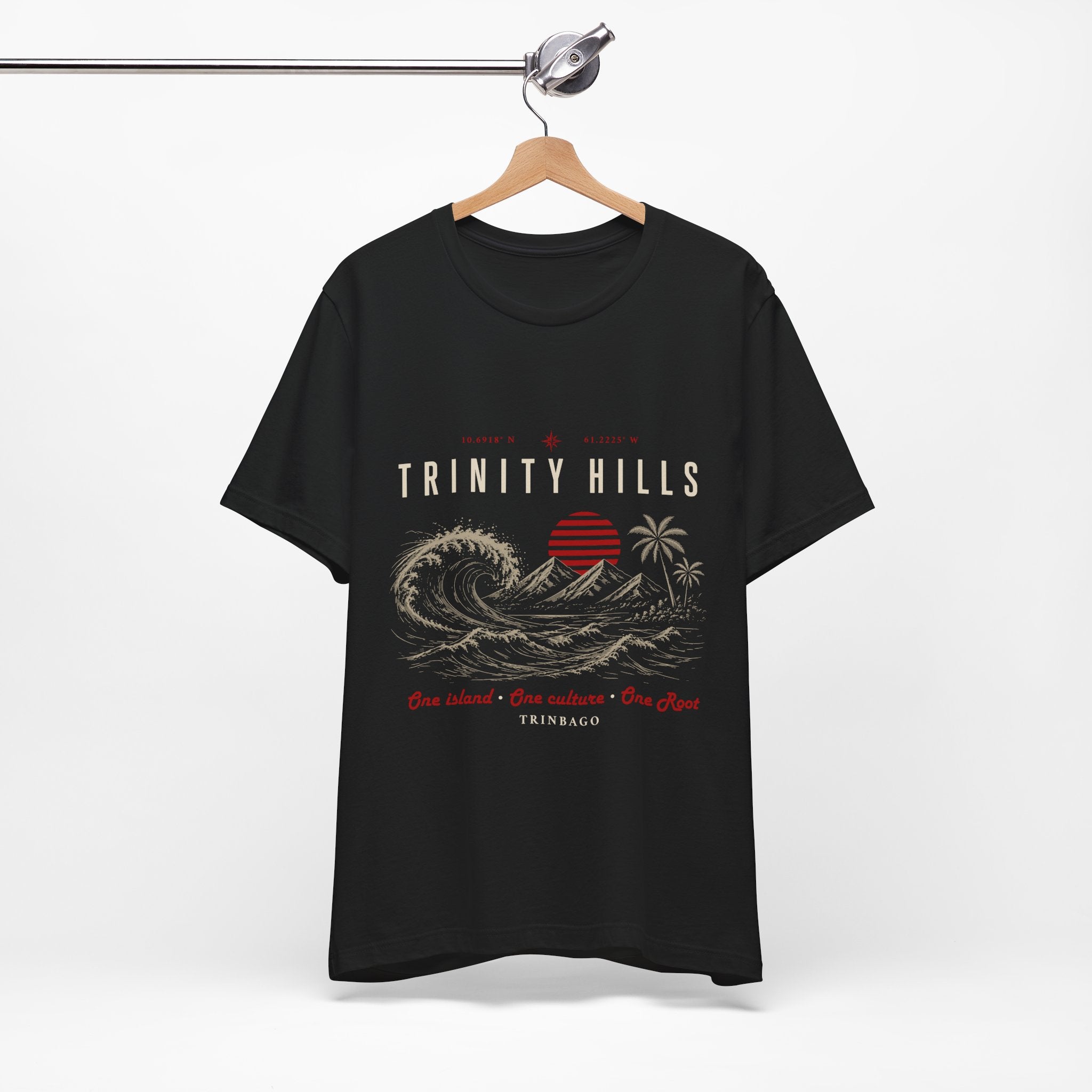 Trinity Hills Beach Tee — Retro Tropical Surf Graphic T-Shirt
