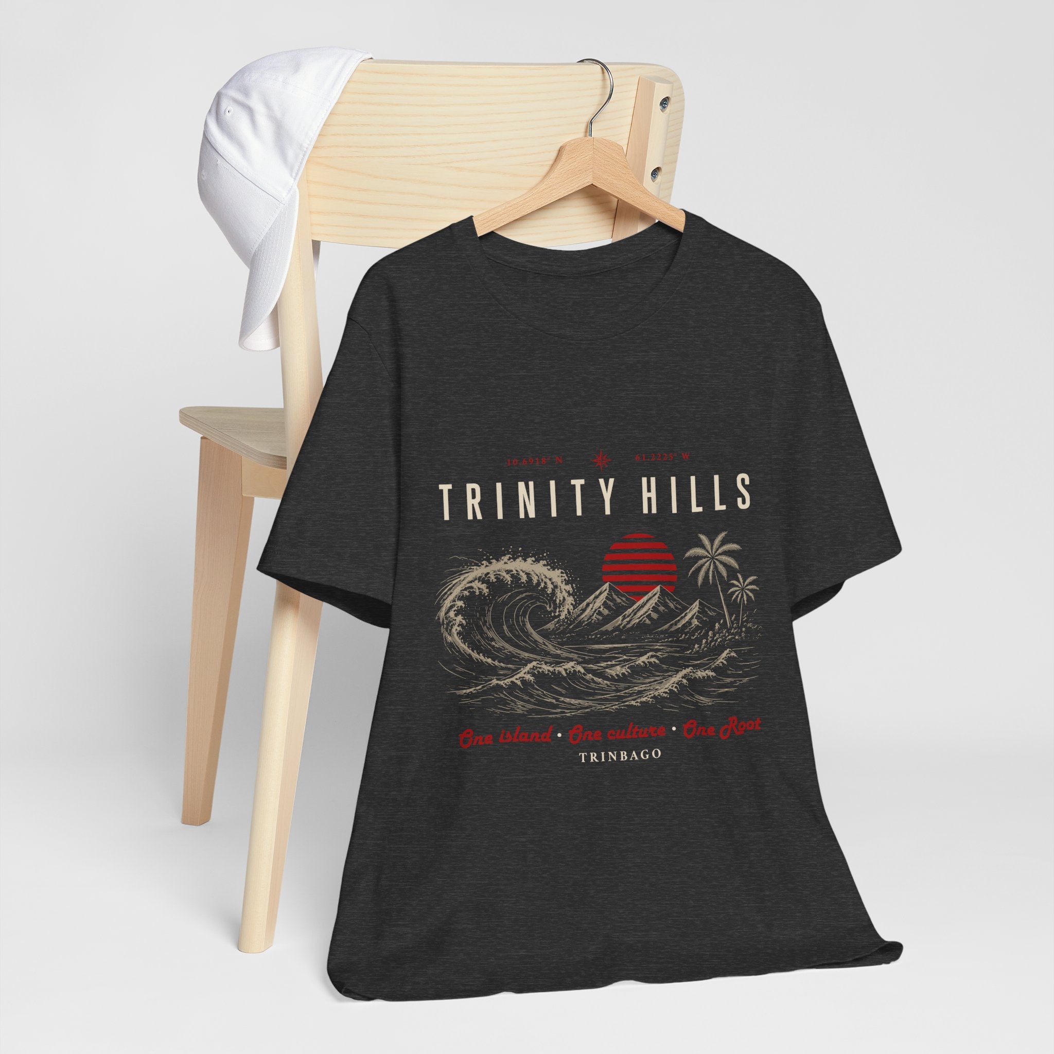 Trinity Hills Beach Tee — Retro Tropical Surf Graphic T-Shirt