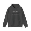 Trinity Hills "Blood, Soil, Soul" Hoodie — Minimal Black Graphic Sweatshirt