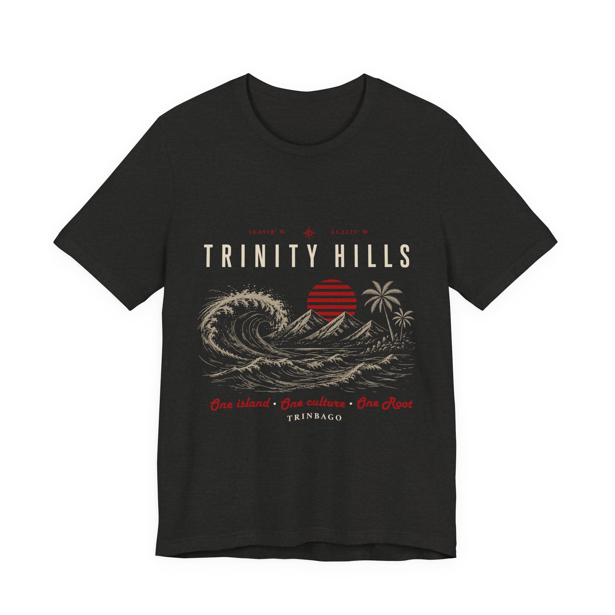 Trinity Hills Beach Tee — Retro Tropical Surf Graphic T-Shirt