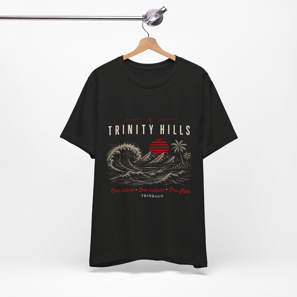 Trinity Hills Beach Tee — Retro Tropical Surf Graphic T-Shirt