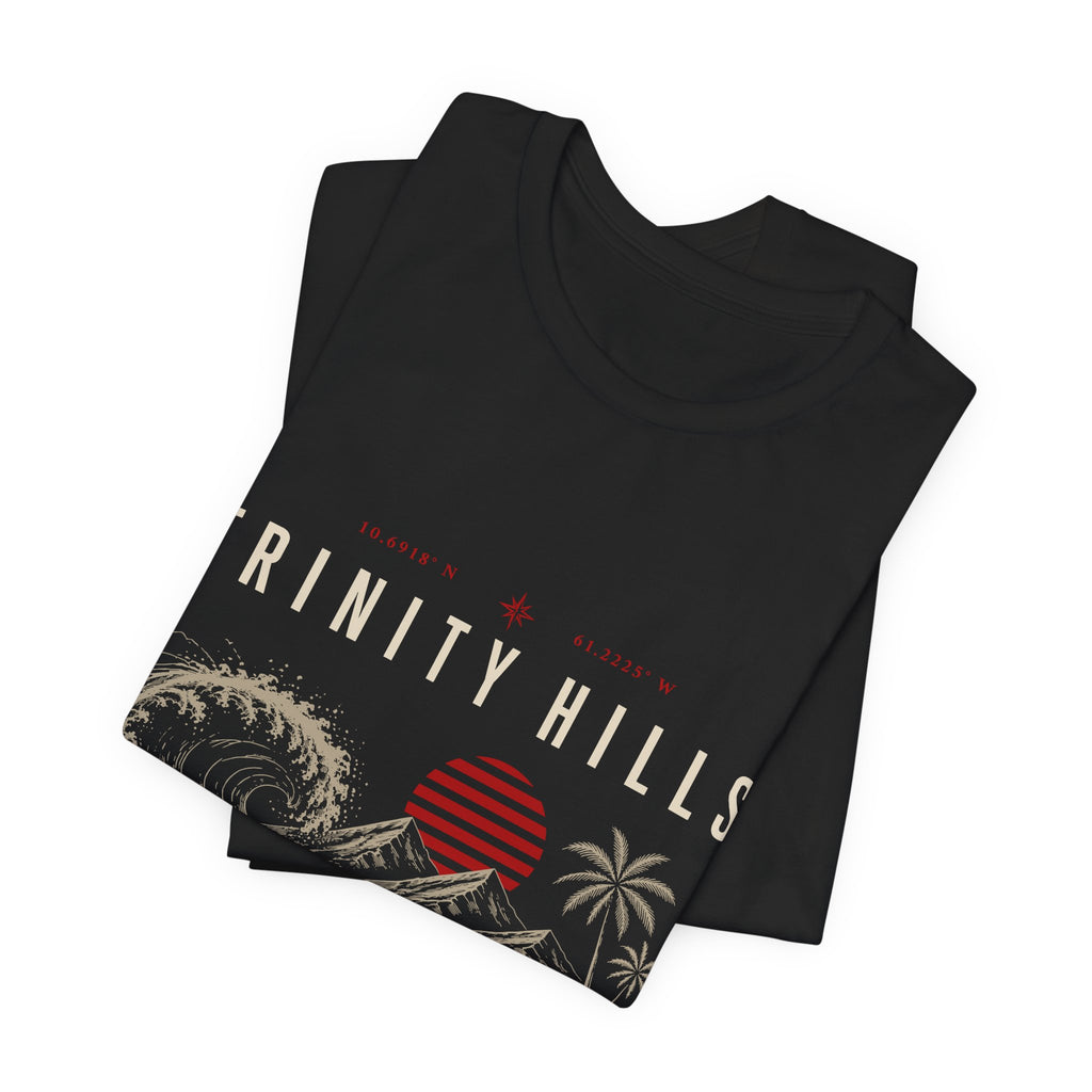 Trinity Hills Beach Tee — Retro Tropical Surf Graphic T-Shirt