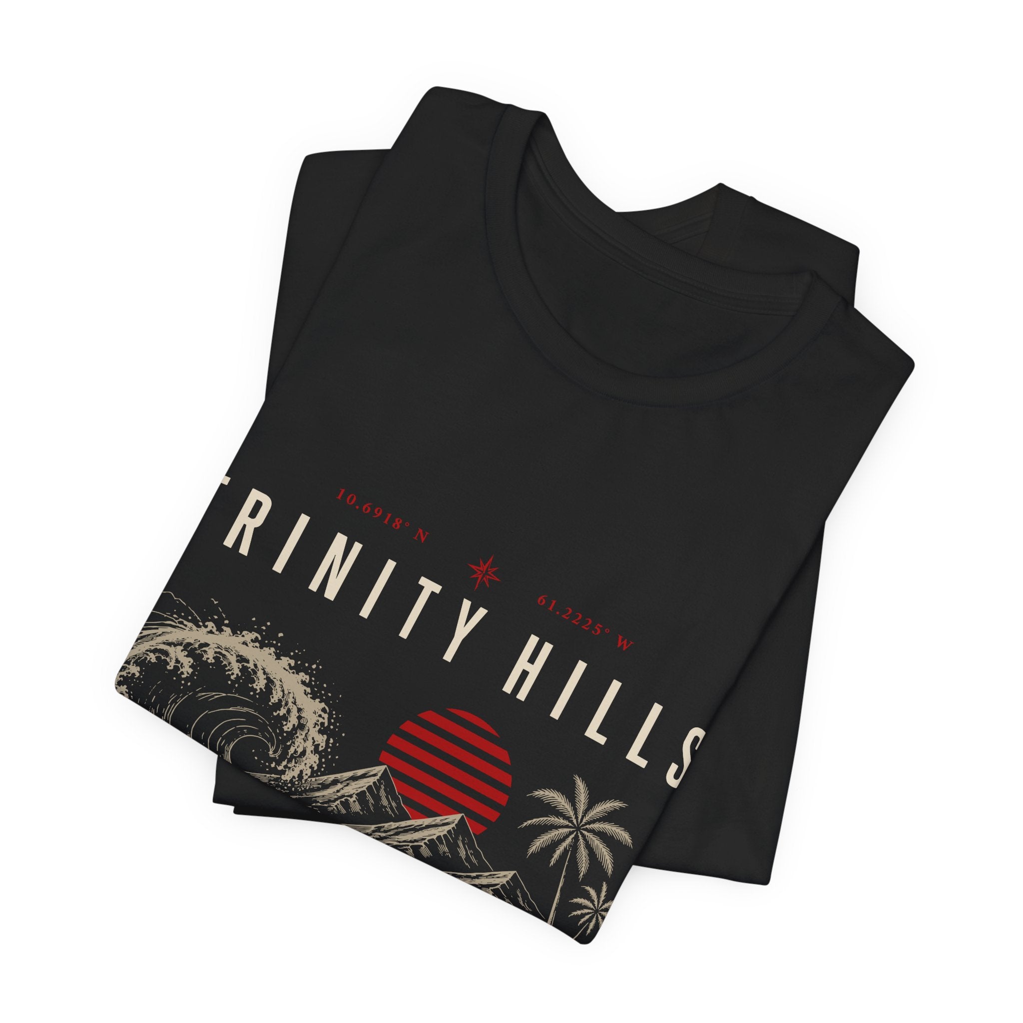 Trinity Hills Beach Tee — Retro Tropical Surf Graphic T-Shirt
