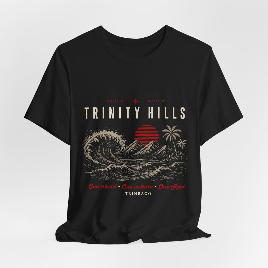 Trinity Hills Beach Tee — Retro Tropical Surf Graphic T-Shirt