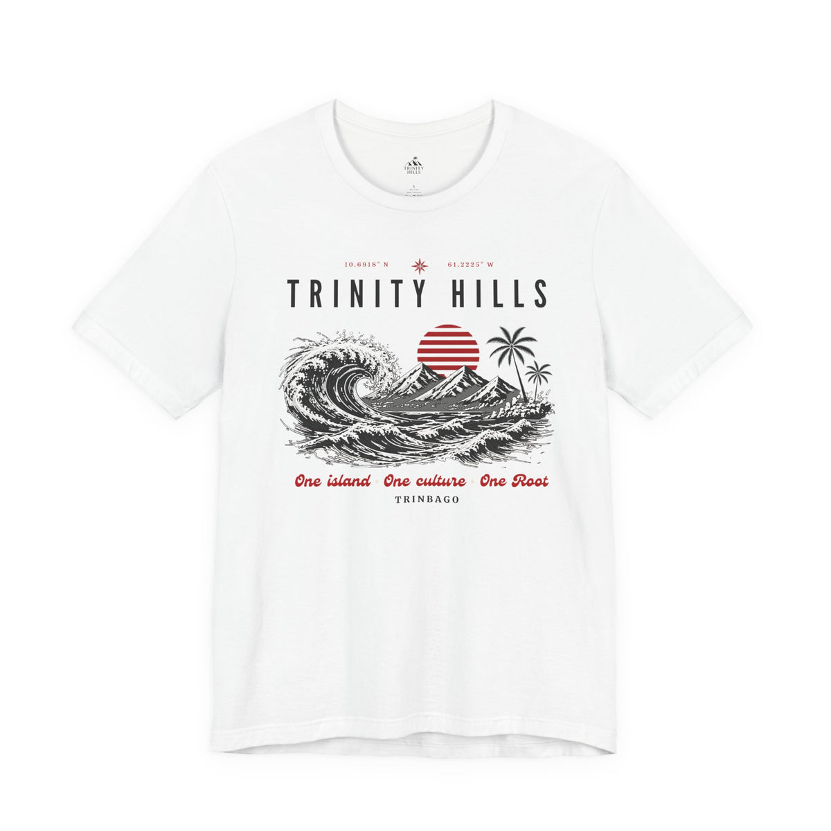 Trinity Hills Beach Tee — Retro Tropical Surf Graphic T-Shirt