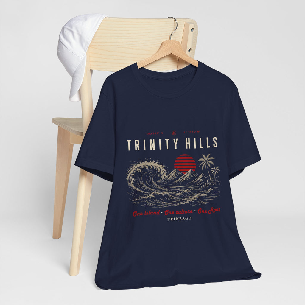 Trinity Hills Beach Tee — Retro Tropical Surf Graphic T-Shirt