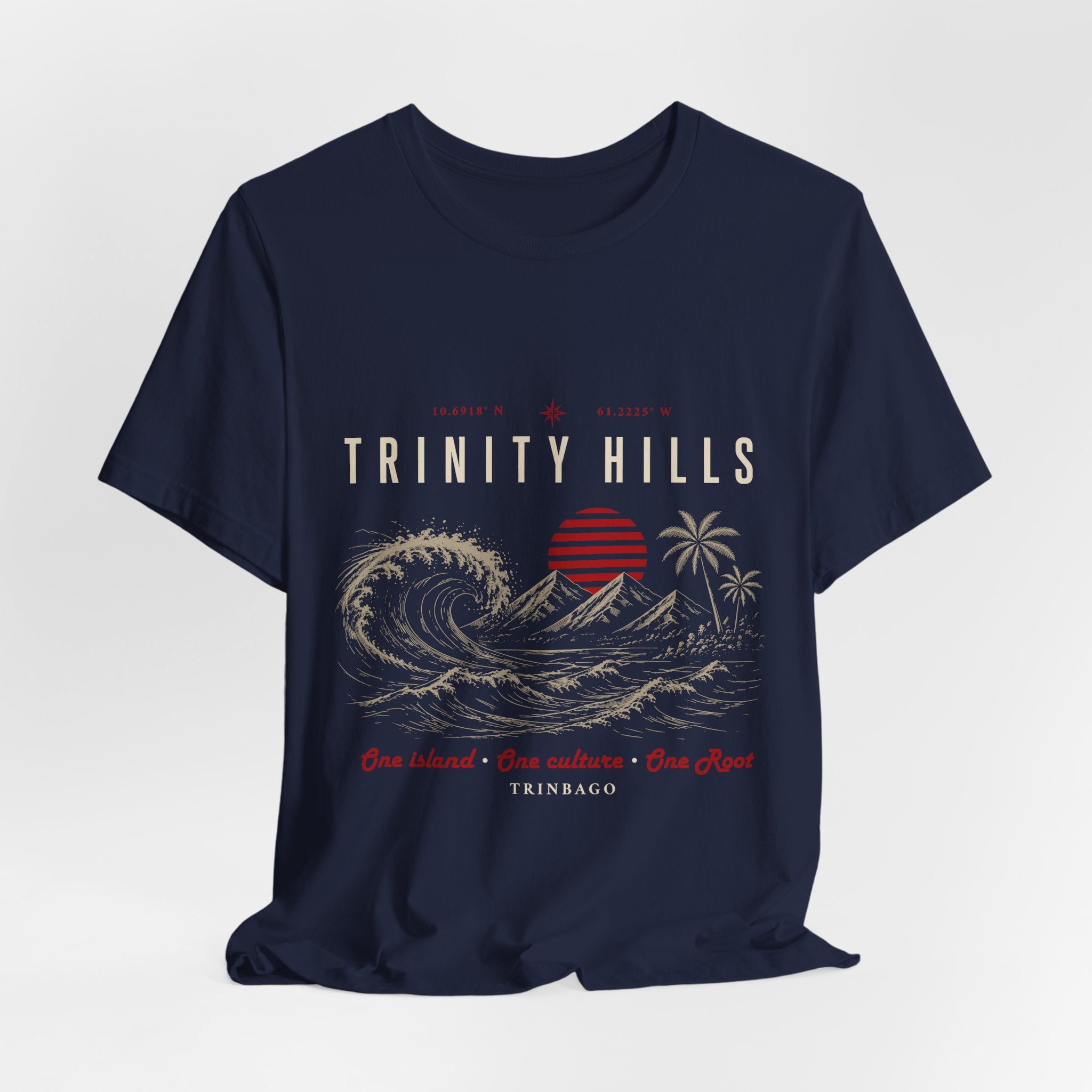 Trinity Hills Beach Tee — Retro Tropical Surf Graphic T-Shirt