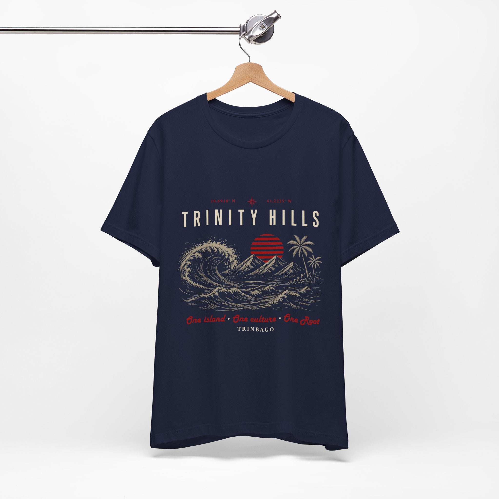 Trinity Hills Beach Tee — Retro Tropical Surf Graphic T-Shirt
