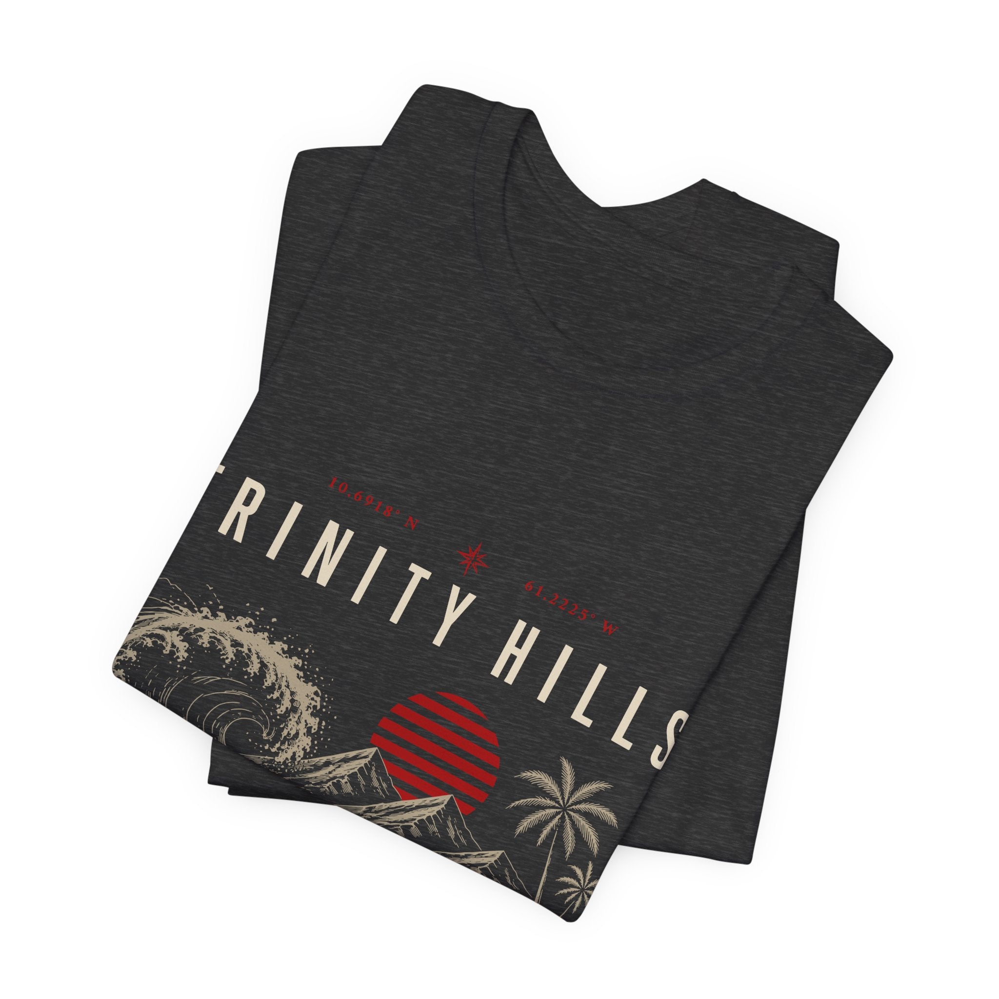 Trinity Hills Beach Tee — Retro Tropical Surf Graphic T-Shirt
