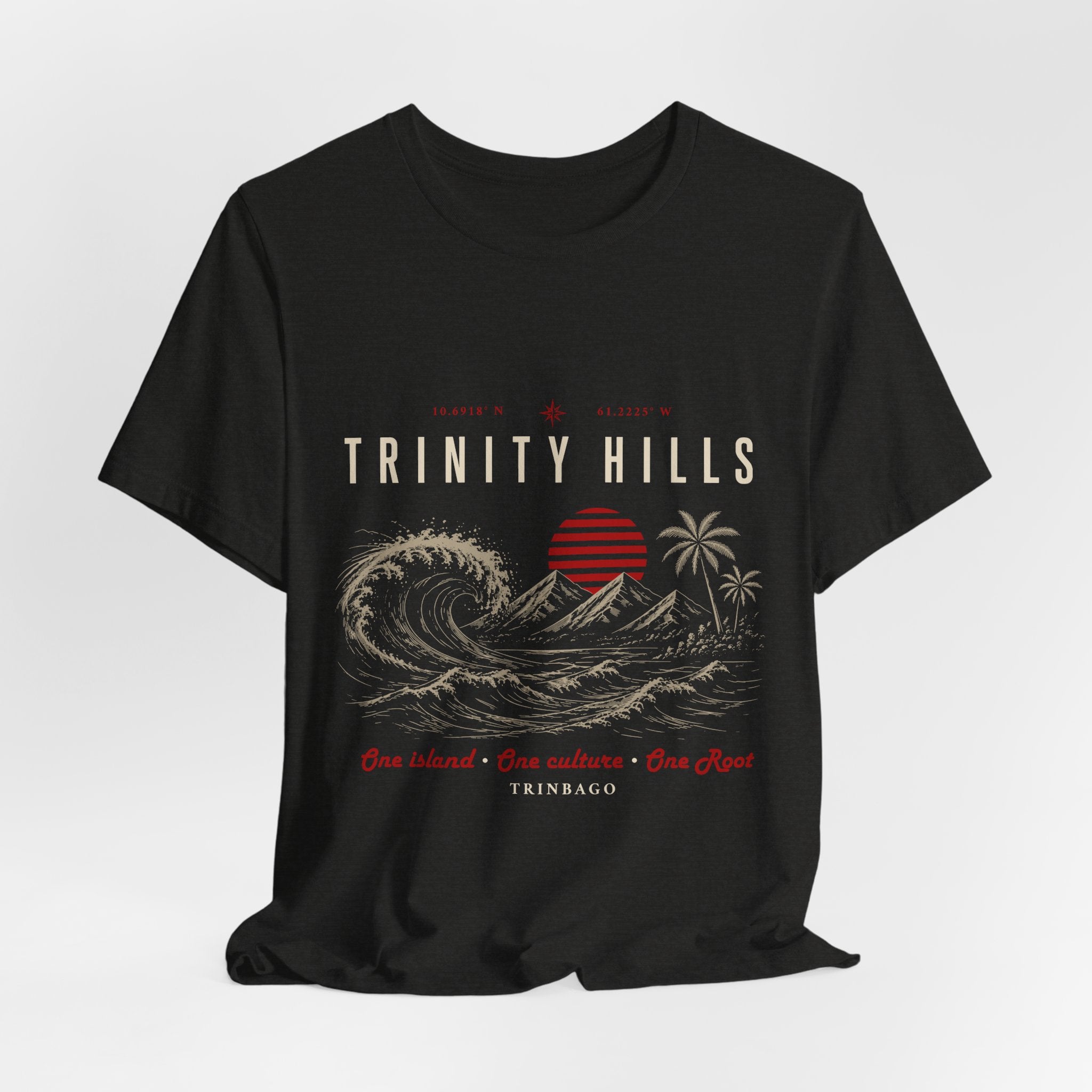 Trinity Hills Beach Tee — Retro Tropical Surf Graphic T-Shirt