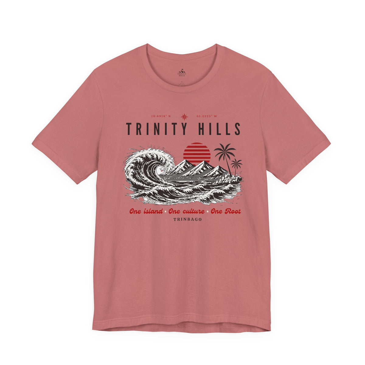 Trinity Hills Beach Tee — Retro Tropical Surf Graphic T-Shirt