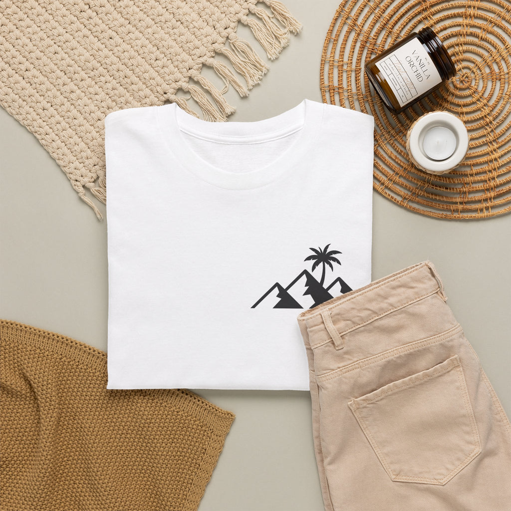 T-Shirt — 'Trini Nomad' Tropical Graphic Tee (Palm & Island Vibes)
