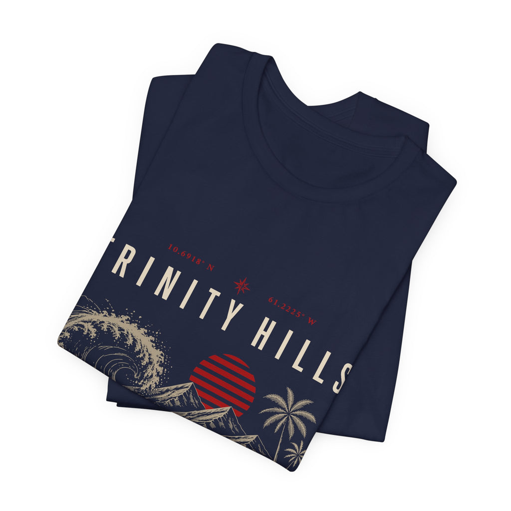 Trinity Hills Beach Tee — Retro Tropical Surf Graphic T-Shirt
