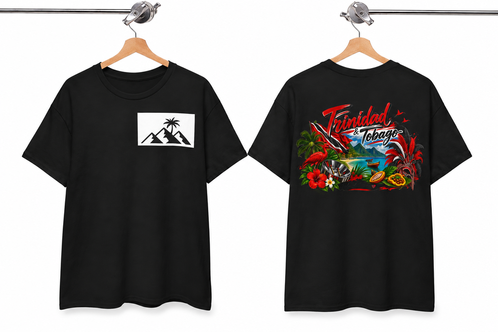 Tropical Trinidad & Tobago Graphic Tee — Vintage Island Car & Palm Design